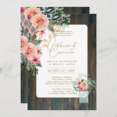 Invitation Portugeuse | Casamento Flores Folclóricas Rústica (Devant / Derrière)