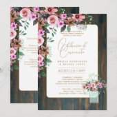 Invitation Portugeuse | Casamento Flores Folclóricas Rústica (Devant / Derrière)