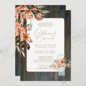 Invitation Portugeuse | Casamento Flores Folclóricas Rústica (Devant / Derrière)