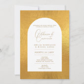 Invitation Portugeuse | Casamento Folha de Ouro Falsa Invita (Devant)