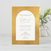 Invitation Portugeuse | Casamento Folha de Ouro Falsa Invita (Debout devant)