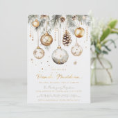 Invitation Posada mexicaine Navideña Elegant Or Blanc (Debout devant)