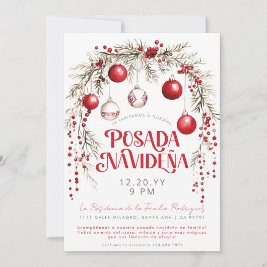 Invitation Posada Navideña Espagnol Espagnol (Devant)