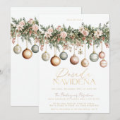 Invitation Posada Navideña mexicaine Élégants ornements (Devant / Derrière)