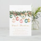 Invitation Posada Navideña mexicaine Ornements colorés (Debout devant)