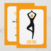 Invitation Pose de yoga noir, orange personnalisé (Devant / Derrière)
