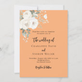 Invitation Poser des fleurs de roses blanches mariage (Devant)