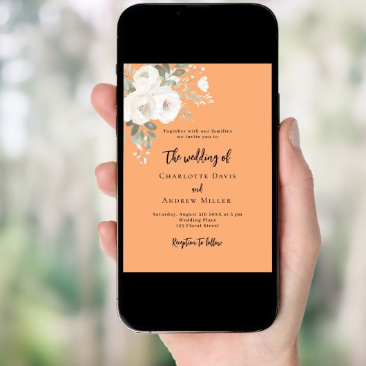 Invitation Poser des fleurs de roses blanches mariage