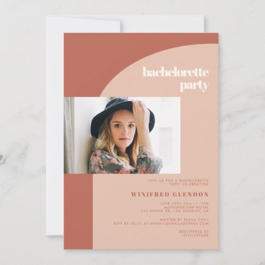 Invitation Poser en terre cuite arche Bachelorette photo de l (Devant)