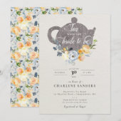 Invitation Poser le Rose et chardon Floral Thé nuptial (Devant / Derrière)