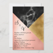 Invitation Poser l'or et le marbre noir géométrique (Devant)