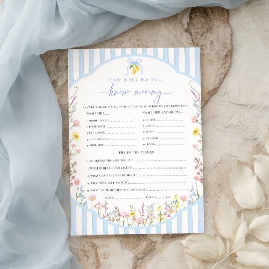 Invitation Posey How Well Do You Know Mommy Game