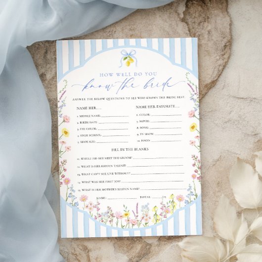 Invitation Posey How Well Do You Know The Bride Game