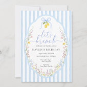 Invitation Posey Wildflower Blue Bow Birthday Brunch (Devant)
