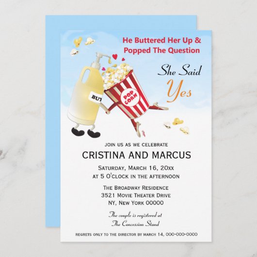 Invitation Posez La Question Popcorn Couples Douche (Devant / Derrière)