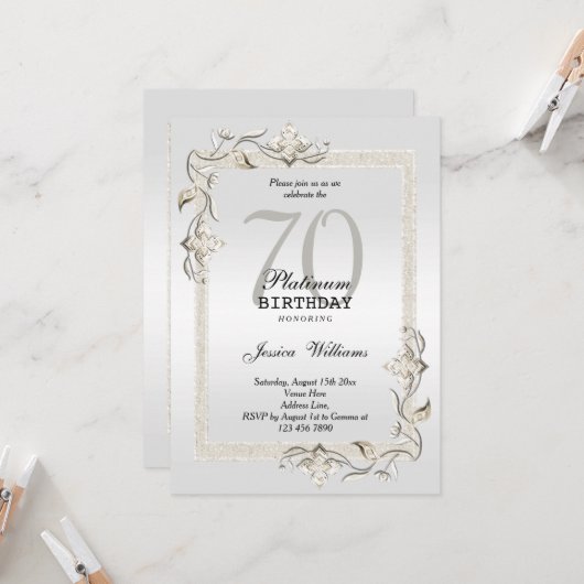 Invitation Posh 70e anniversaire Platinum (Devant/Arrière en situation)