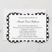 Invitation Posh Black White Polka Dot Graduation/Fête (Dos)