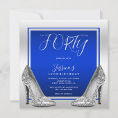Invitation Posh Blue & Silver Stilettos 40e anniversaire (Devant)