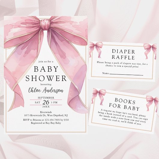 Invitation Posh Coquette Bow Baby shower