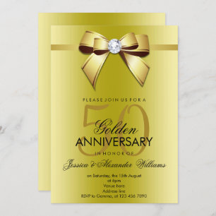Invitation Posh Gem Bow & Ribbon 50e anniversaire de Mariage