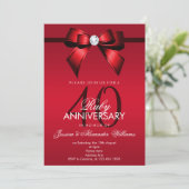 Invitation Posh Gem Bow & Ruban 40e Anniversaire de Mariage (Debout devant)