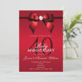 Invitation Posh Gem Bow & Ruban 40e Anniversaire de Mariage (Debout devant)