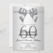 Invitation Posh Gem Bow & Ruban 60e Anniversaire de Mariage (Devant)
