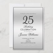 Invitation Posh Glamour Argent 25e Anniversaire (Dos)