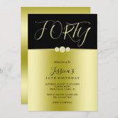 Invitation Posh Gold & Black Elegant Diamonds 40e anniversair (Devant / Derrière)