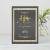 Invitation Posh Gold & Black, Parties scintillant & Ballons A (Debout devant)