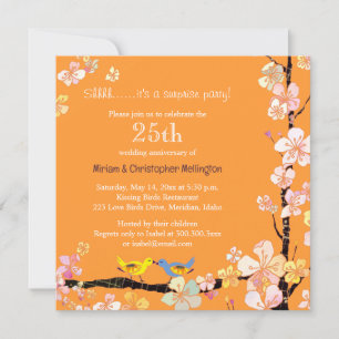 Invitation Posh Kissing Birds Surprise fête du 25e anniversai