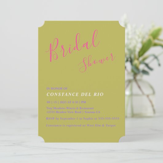 Invitation Posh Minimale De Douche Nuptiale (Debout devant)