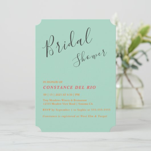 Invitation Posh Minimale De Douche Nuptiale (Debout devant)