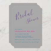 Invitation Posh Minimale De Douche Nuptiale (Devant / Derrière)