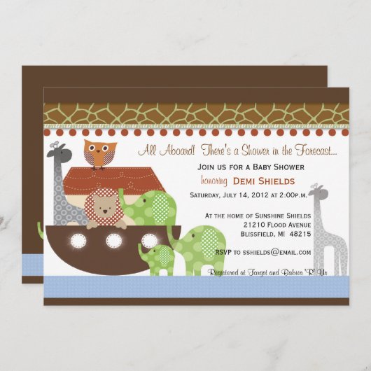 Invitation Posh Noahs Ark (Devant / Derrière)