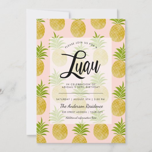 Invitation Posh Pineapple Luau (Devant)