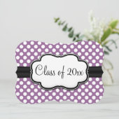 Invitation Posh Purple Polka Dot Graduation (Debout devant)