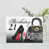 Invitation Posh Purse, talons hauts et bâton à lèvres 21e ann (Debout devant)