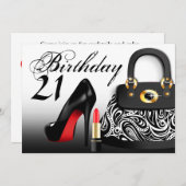 Invitation Posh Purse, talons hauts et bâton à lèvres 21e ann (Devant / Derrière)