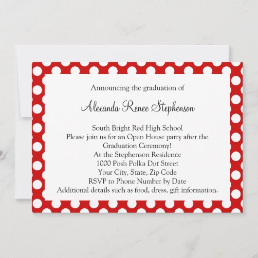 Invitation Posh Red Polka Dot Graduation (Dos)