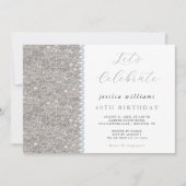 Invitation Posh Sequins & Diamants Argent Anniversaire (Devant)
