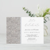 Invitation Posh Sequins & Diamants Argent Anniversaire (Debout devant)