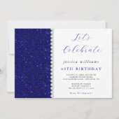 Invitation Posh Sequins & Diamants Fête d'anniversaire Navy (Devant)