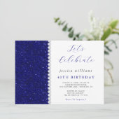 Invitation Posh Sequins & Diamants Fête d'anniversaire Navy (Debout devant)