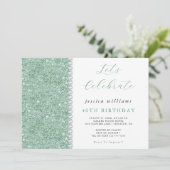 Invitation Posh Sequins & Diamonds Mint Vert Anniversaire (Debout devant)