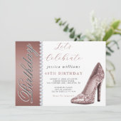 Invitation Posh Stiletto & Diamonds Rose Gold Anniversaire (Debout devant)
