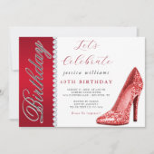 Invitation Posh Stiletto & Diamonds Ruby Red Anniversaire (Devant)