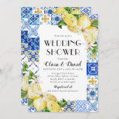 Invitation Positano Carrelage bleu Citron Wedding shower Invi (Devant / Derrière)
