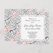 Invitation Positions élégantes de Yoga noir et rouge Lotus Bl (Devant / Derrière)