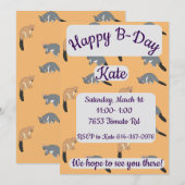 Invitation Possums à Queue touffue Joyeux Anniversaire (Devant / Derrière)